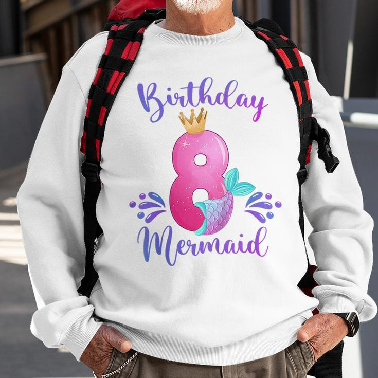 Kids Girls 8Th Birthday Mermaid Birthday Party 8 Years Old Fish Sweatshirt Gifts for Old Men