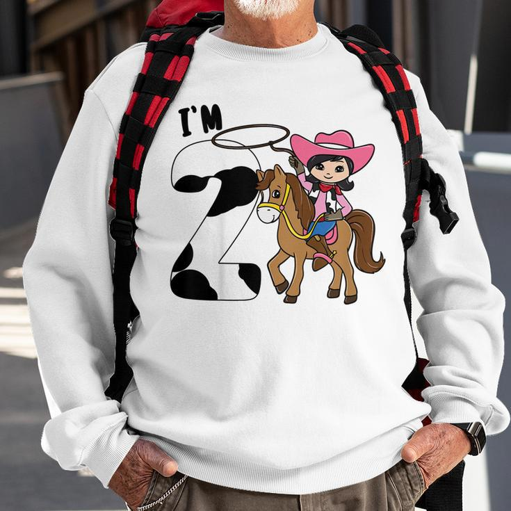 Kids Im Two Cute Horse Riding Cowgirl 2Nd Birthday Girls Sweatshirt Gifts for Old Men