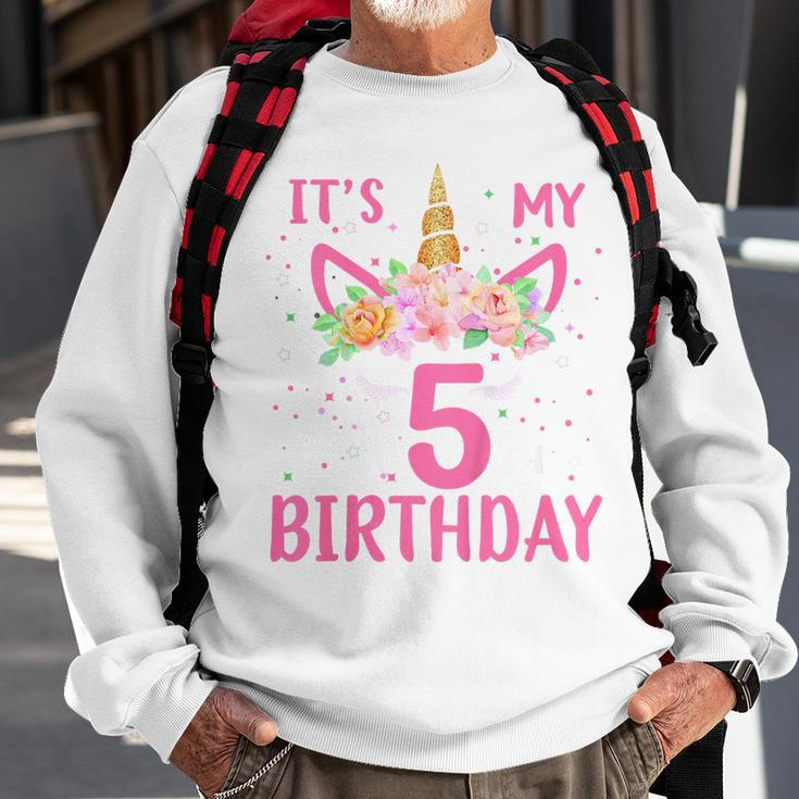Kids Its My 5Th Birthday Unicorn Lover Kid 5 Years Old Birthday Sweatshirt Gifts for Old Men
