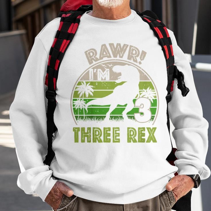 Kids Three Rex Birthday Party Outfit Dinosaur 3 Year Old Boy Sweatshirt Gifts for Old Men