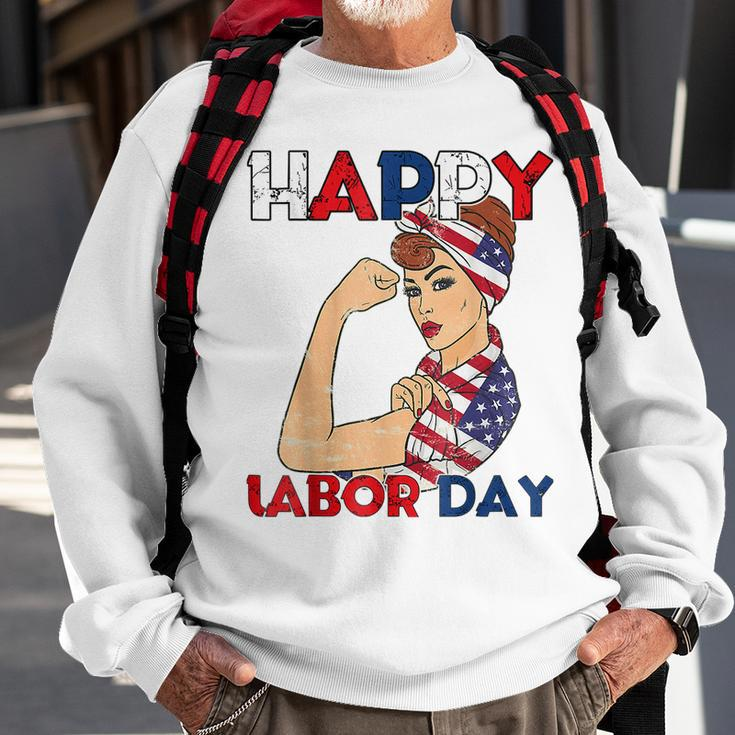 Labor Day Rosie The Riveter American Flag Woman Usa Sweatshirt Gifts for Old Men