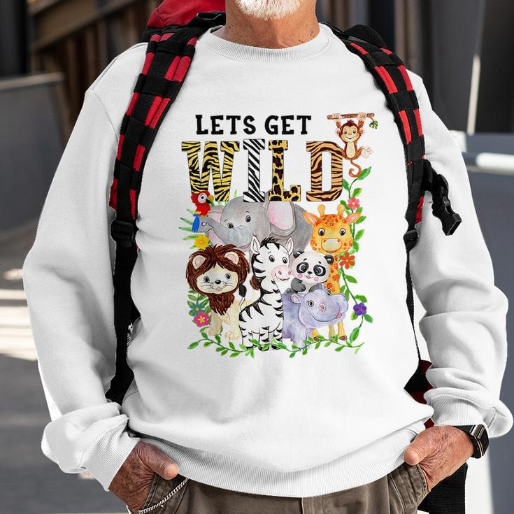 Lets Get Wild Zoo Animals Safari Party A Day At The Zoo Sweatshirt Gifts for Old Men