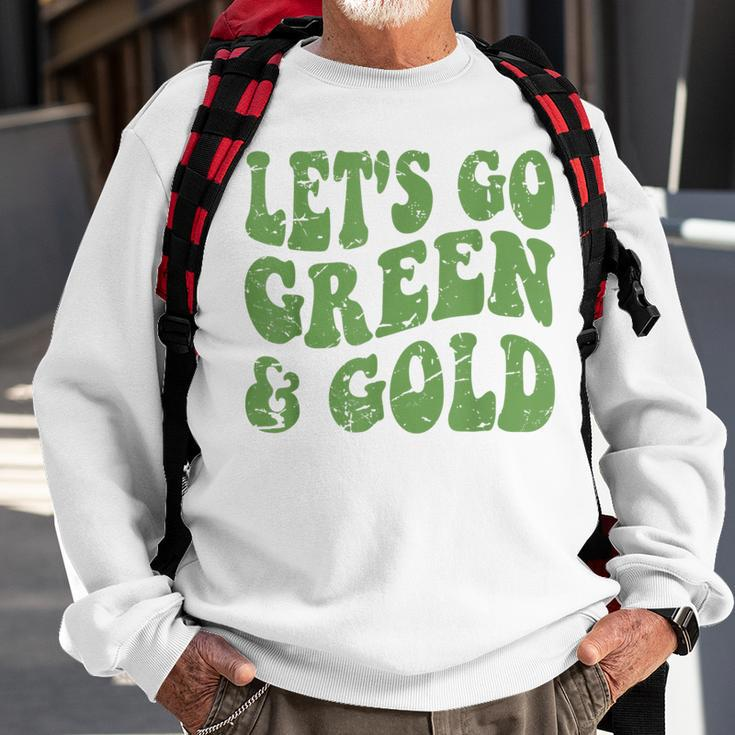 Let's Go Green & Gold Vintage Game Day Team Favorite Colors Sweatshirt Gifts for Old Men