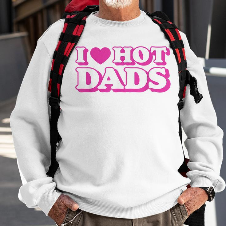 I Love Hot Dads Heart Bimbo Aesthetic Y2k Pink Sweatshirt Gifts for Old Men