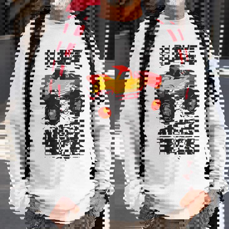 I Love Monster Trucks Cute Bigfoot Trucks Sweatshirt Gifts for Old Men