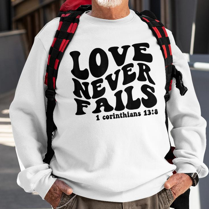 Love Never Fails 1 Corinthians 138 Bible Verse Heart Vine Sweatshirt Gifts for Old Men
