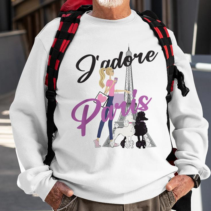 I Love Paris Woman Walking Poodles By Eiffel Tower Sweatshirt Gifts for Old Men