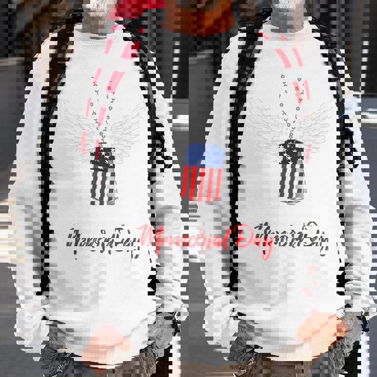 Memorial Day Proud Remembrance Day Dog Tags Chain Servicemen Sweatshirt Gifts for Old Men