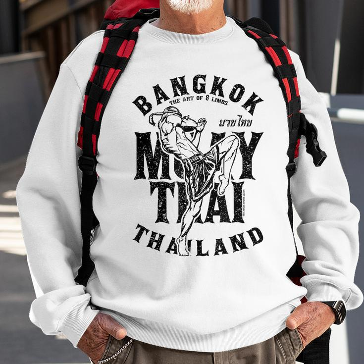 Muay Thai Kickboxing Bangkok Thailand Distressed Graphic Kickboxing Funny Gifts Sweatshirt Gifts for Old Men
