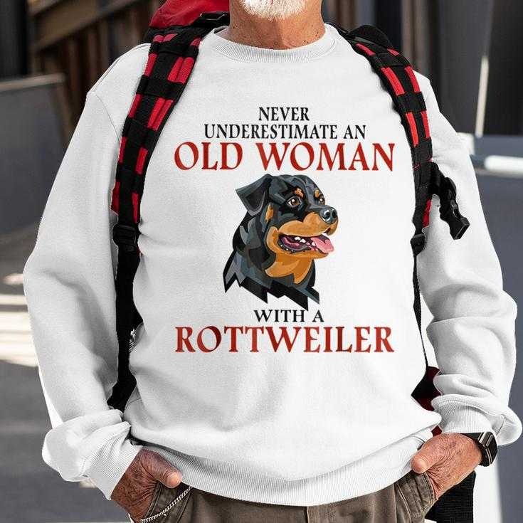 Never Underestimate An Old Woman With A Rottweiler Sweatshirt Gifts for Old Men