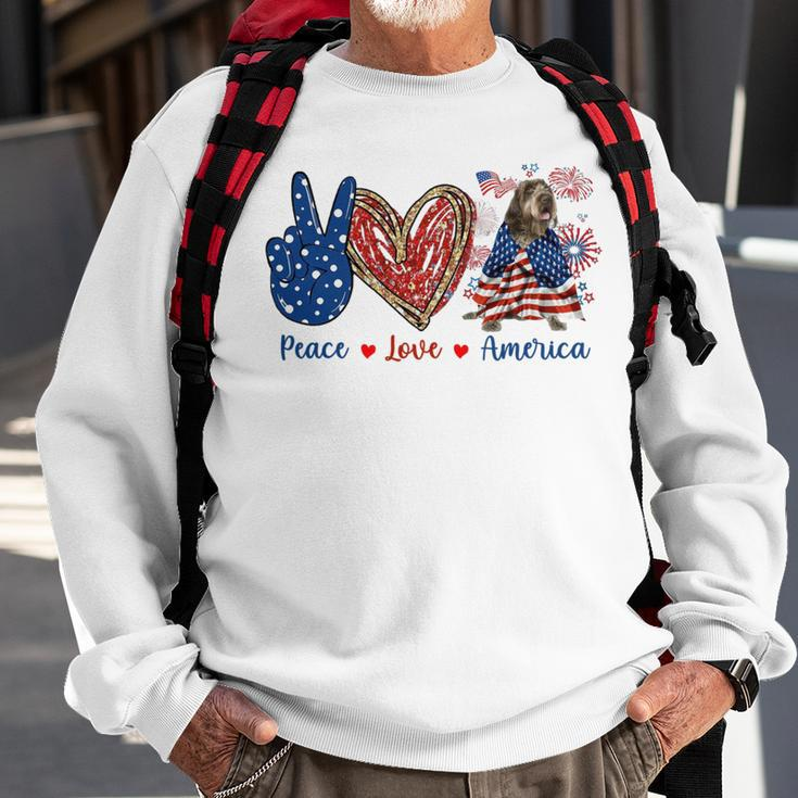 Peace Love Wirehaired Pointing Griffon Dog Patriotic America Sweatshirt Gifts for Old Men