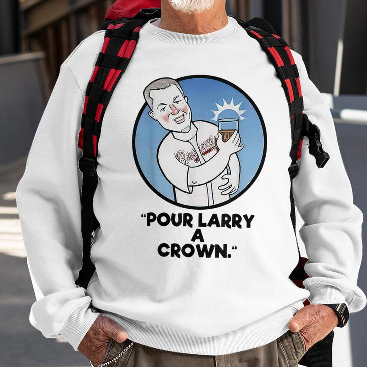 Pour Larry A Crown Home Run Baseball Fan Sports Lover Sweatshirt Gifts for Old Men