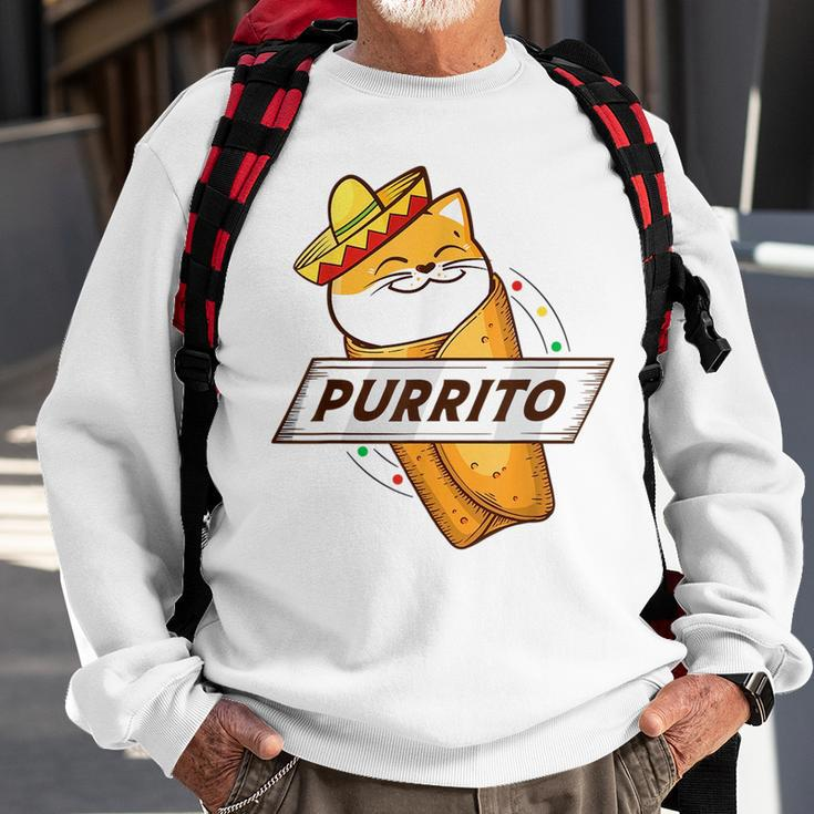 Purrito Cat Wearing A Sombrero In A Mexican Burrito Funny Sweatshirt Gifts for Old Men