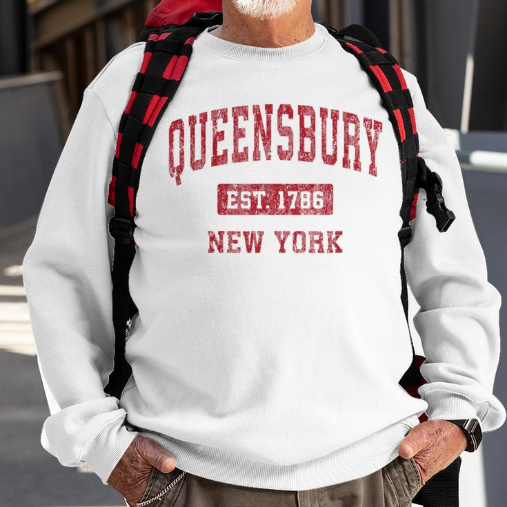 Queensbury New York Ny Vintage Sports Red Sweatshirt Gifts for Old Men