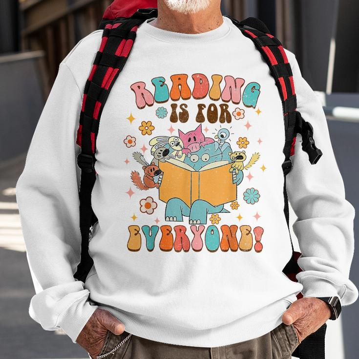 Reading Is For Everyone Book Lover Bookworm Bookish Groovy Reading Funny Designs Funny Gifts Sweatshirt Gifts for Old Men