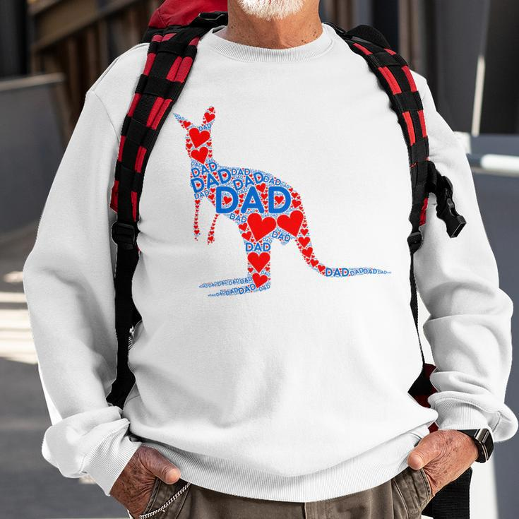 Red Heart Love Blue Dad - Cute Kangaroo Daddy Fathers Day Sweatshirt Gifts for Old Men