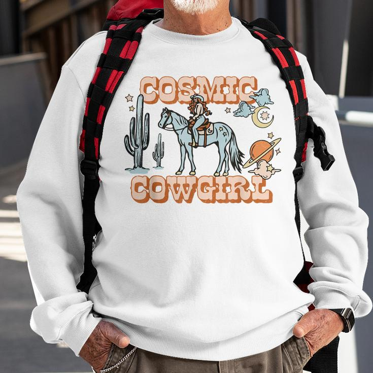Retro Cowgirl In Space Cosmic Cowboy Western Country Cowgirl Sweatshirt Gifts for Old Men
