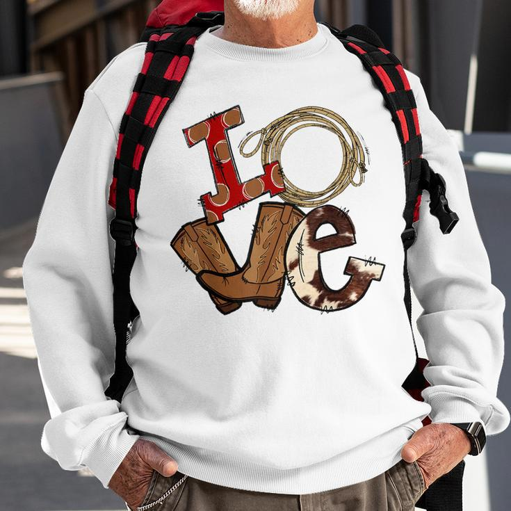 Retro Love Rodeo Cowboy Boots Lasso Western Country Cowgirl Sweatshirt Gifts for Old Men