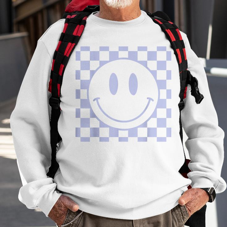 Retro Smile Face Vintage Checkered Pattern 70S Happy Face Sweatshirt Gifts for Old Men