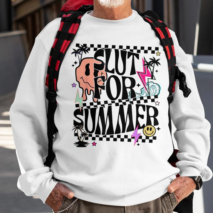 Retro Summer Slut For Summer Cute Vacation Checkered Sweatshirt Gifts for Old Men