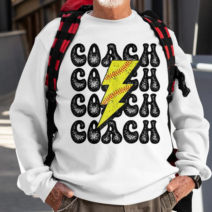 Retro Vintage Softball Coach Lightning Bolt Sweatshirt Gifts for Old Men