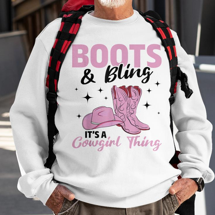Rodeo Western Country Southern Cowgirl Hat Boots & Bling Sweatshirt Gifts for Old Men