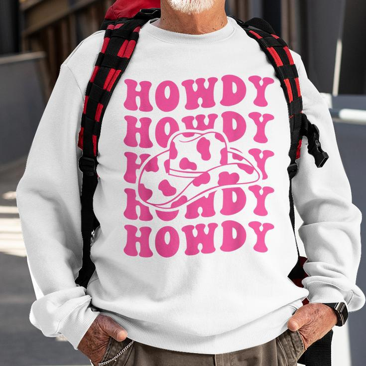 Rodeo White Howdy Western Retro Cowboy Hat Southern Cowgirl Sweatshirt Gifts for Old Men