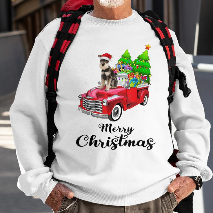Schnauzer Ride Red Truck Christmas Pajama Sweatshirt Gifts for Old Men