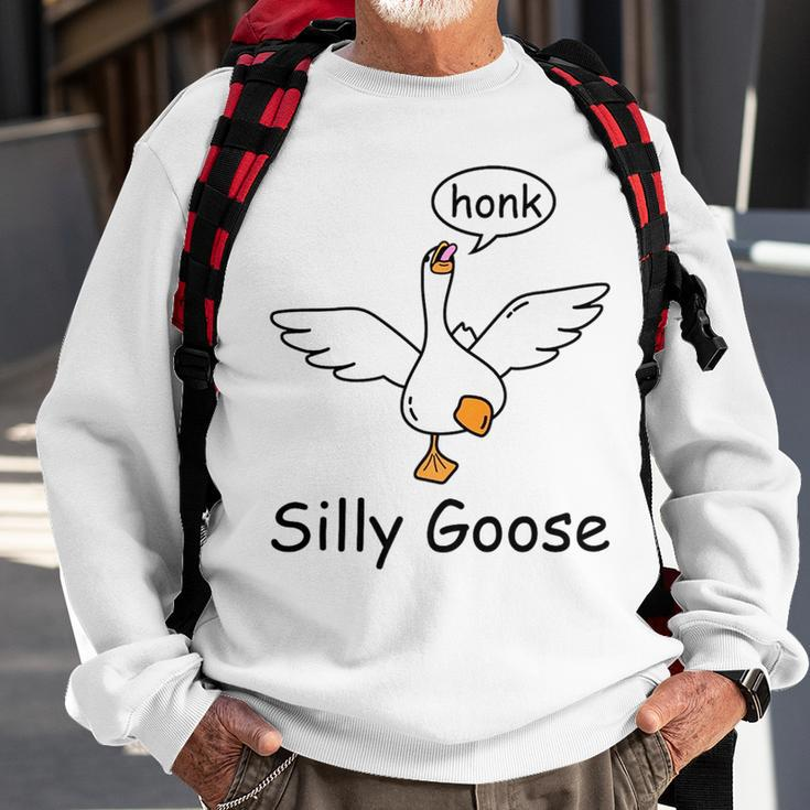 Silly Goose On The Loose Funny Saying Honk Goose University Sweatshirt Gifts for Old Men