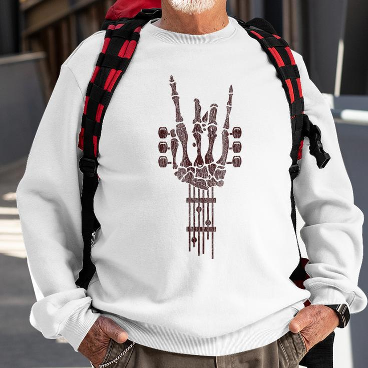 Skeleton Guitar Music Lover Rock And Roll Halloween Sweatshirt Gifts for Old Men
