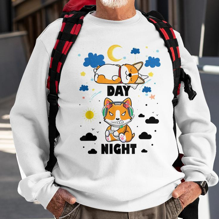 Sleep All Day Play Games All Night Dog Night Corgi Pc Gamer Sweatshirt Gifts for Old Men