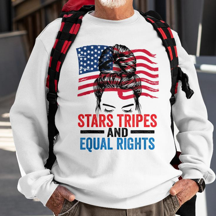 Stars Stripes And Equal Rights Messy Bun Equal Rights Funny Gifts Sweatshirt Gifts for Old Men