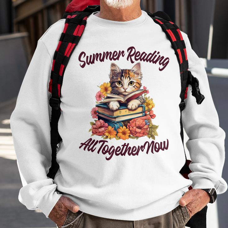 Summer Reading All Together 2023 Cat Books Now Library Sweatshirt Gifts for Old Men