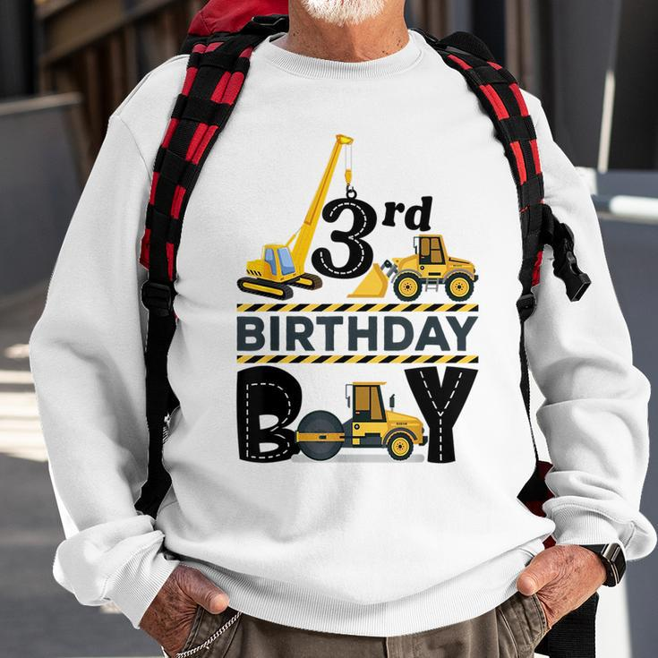 Three Year Old Party 3Rd Birthday Boy Construction Truck Car Sweatshirt Gifts for Old Men