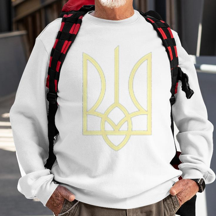 Ukrainian Zelensky Ukraine Army Green Small Trident Emblem Sweatshirt Gifts for Old Men