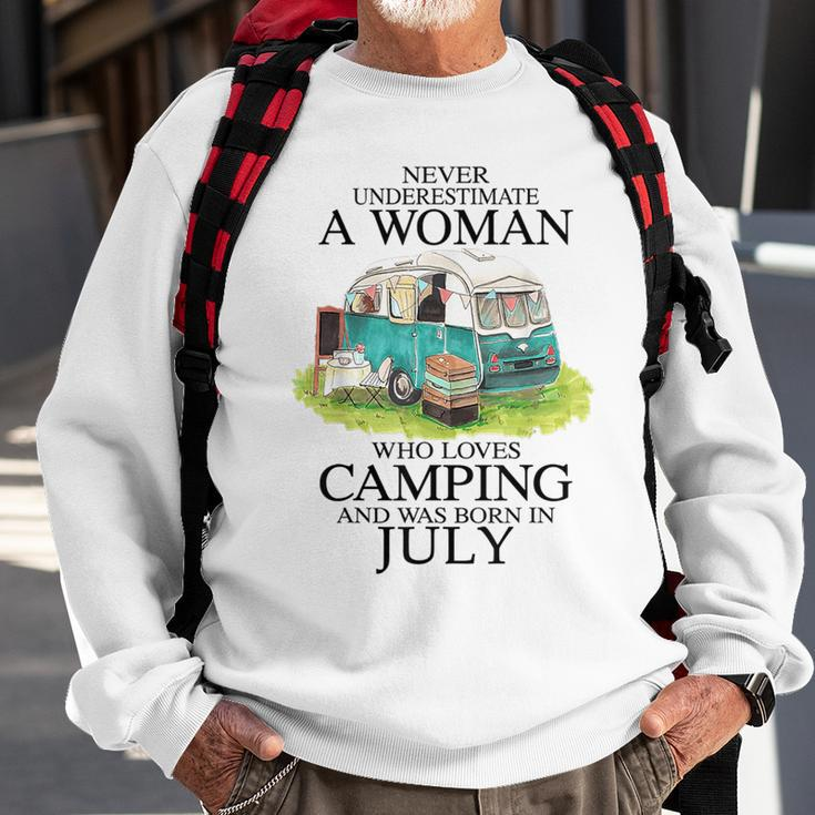 Never Underestimate Who Loves Camping July Sweatshirt Gifts for Old Men