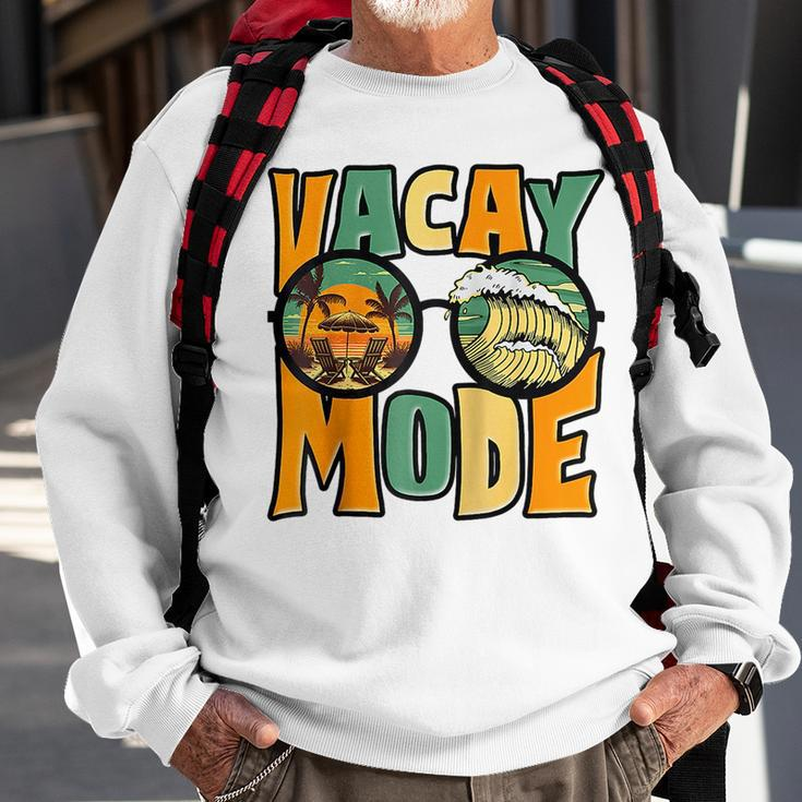 Vacay Mode Vintage Sunset Beach Retro Summer Vibes Raglan Sweatshirt Gifts for Old Men