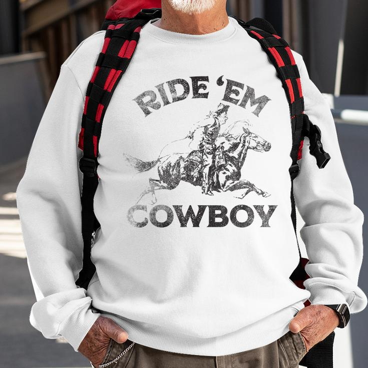 Vintage Cowgirl Womans Country Rideem Cowboy Horse Riding Sweatshirt Gifts for Old Men