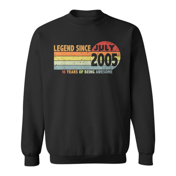 16Th Birthday Legend Since July 2005 Born In 2005 Decoration Sweatshirt