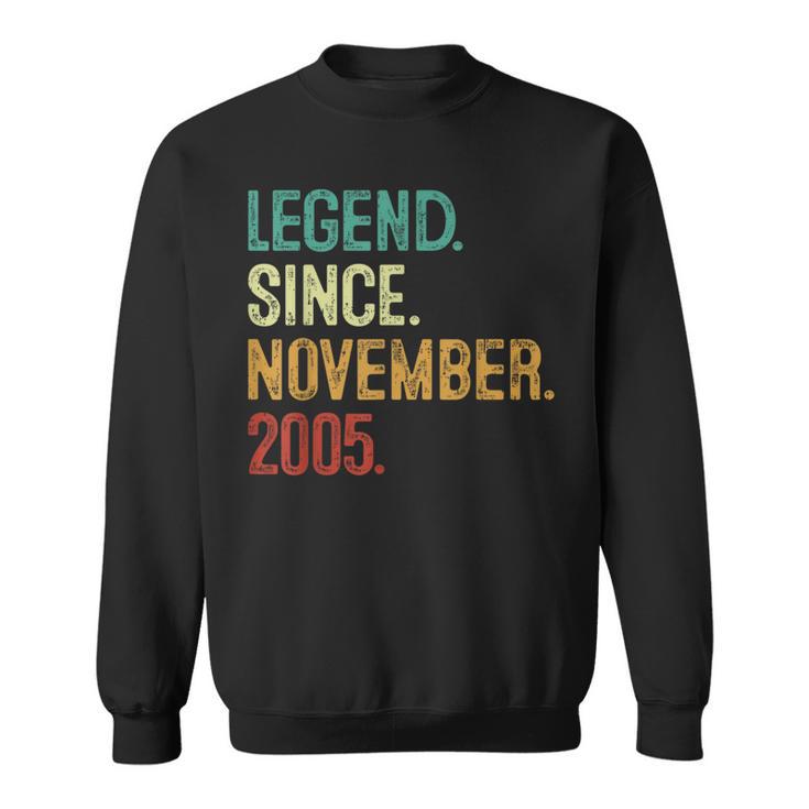 18 Years Old Legend Since November 2005 18Th Birthday Sweatshirt