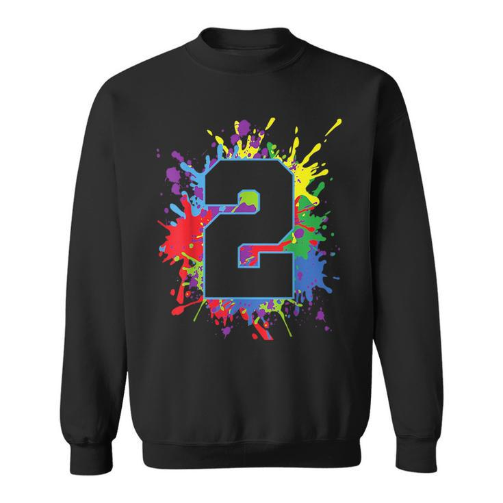 2Nd Birthday  For Girls Boys 6 Paint Splashes Sweatshirt