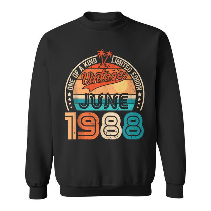35 Year Old Made In 1988 Vintage June 1988 35Th Birthday Sweatshirt