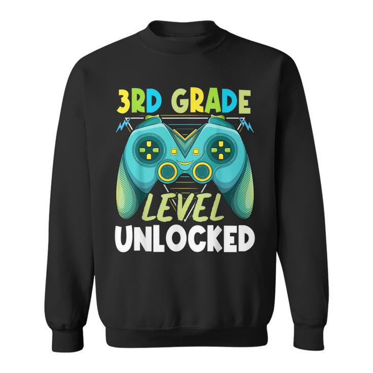 3Rd Grade Level Unlocked First Day Back To School Kids Boys  Sweatshirt