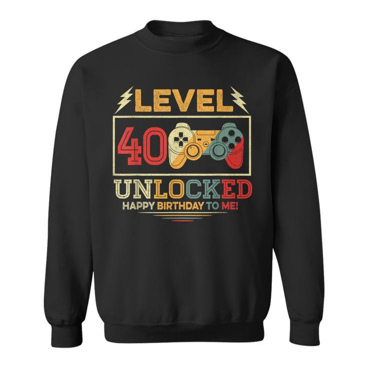 40 Year Old Gifts Level 40 Unlocked 40Th Birthday Boy Gaming 40Th Birthday Funny Gifts Sweatshirt
