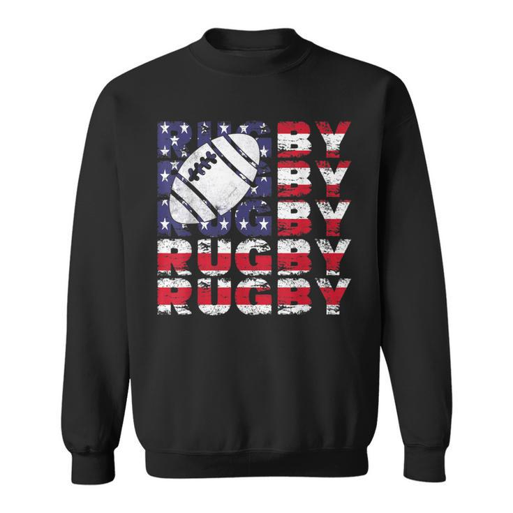 4Th Of July Rugby American Flag Vintage Sports Patriotic Sweatshirt