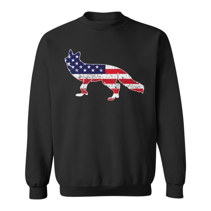 4Th Of July Coyote Graphic Patriotic Usa American Flag Sweatshirt