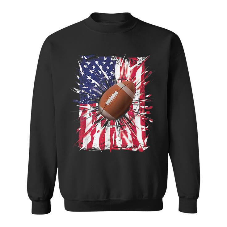 4Th Of July Football Usa American Flag Patriotic Men Sweatshirt