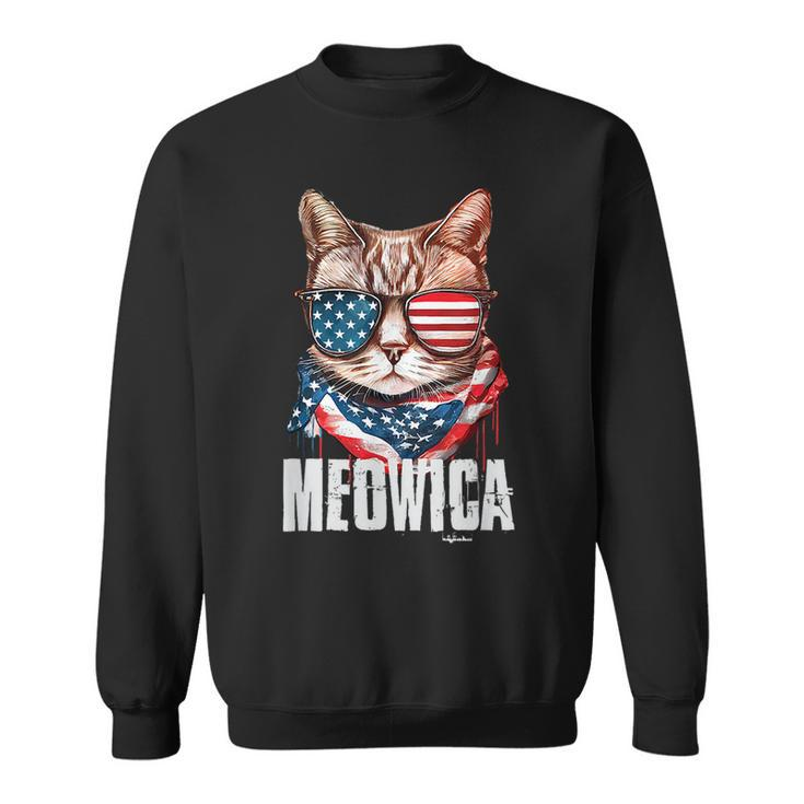 4Th Of July  Meowica American Flag Cat   Sweatshirt