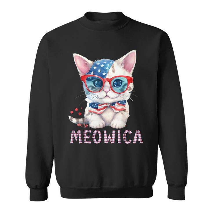 4Th Of July Meowicas Patriotic Graphic  For Cat Lovers Sweatshirt