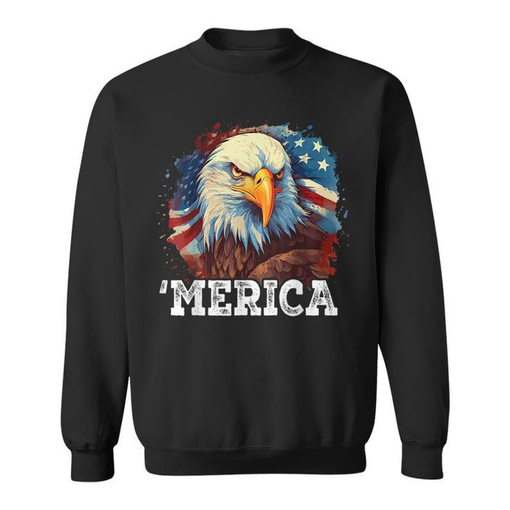 4Th Of July Merica Bald Eagle Usa Patriotic American Flag  Sweatshirt